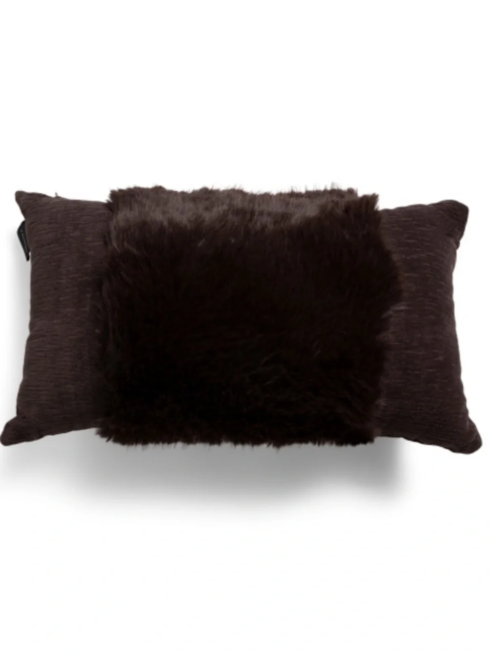 Tahari Faux Fur Accent Pillow in Dark Brown